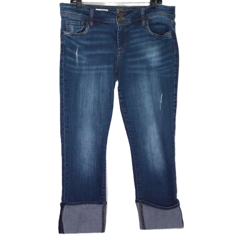 Kut From the Kloth Jeans Corbin Ankle Straight Cuffed Medium Wash Mid Rise Sz 14